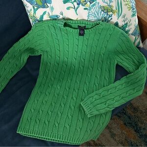 IZOD Women's Green Cable Knit Sweater